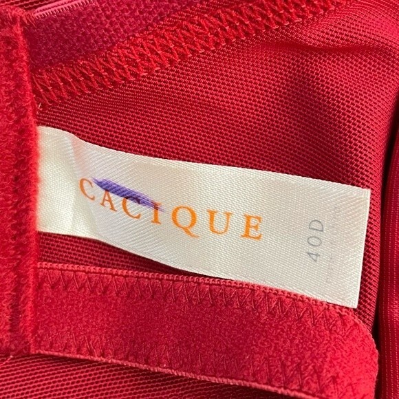Cacique Red Unlined Full Coverage Underwire Lace Bra Size 40D - Picture 9 of 11